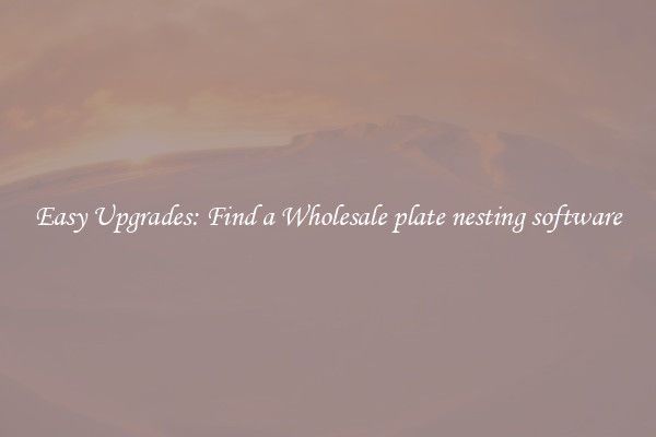Easy Upgrades: Find a Wholesale plate nesting software